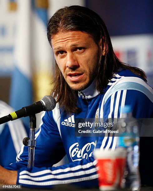 Martin Demichellis speaks during a press conference at Ezeiza Training Camp on May 31, 2014 in Ezeiza, Argentina.