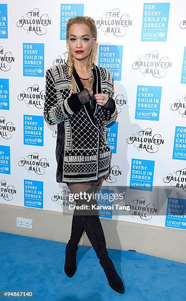 Rita Ora attends the UNICEF Halloween Ball at One Mayfair on October 29, 2015 in London, England.