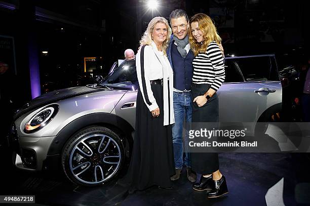 Michaela Portner, Hardy Krueger jun.and Alexandra Neldel attend the premiere of the new MINI Clubman on October 29, 2015 in Munich, Germany.