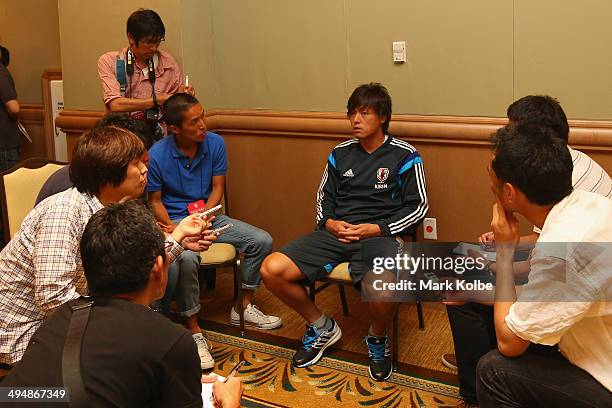 Yasuhito Endo of Japan speaks to the press during a media session at the Hyatt Regency Clearwater Beach Resort and Spa on May 31, 2014 in Clearwater,...