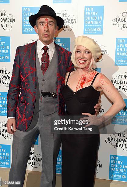 Steve Coogan and Daisy Lewis attend the UNICEF Halloween Ball at One Mayfair on October 29, 2015 in London, England.