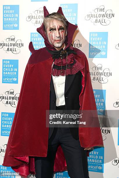 George Lamb attends the UNICEF Halloween Ball at One Mayfair on October 29, 2015 in London, England.