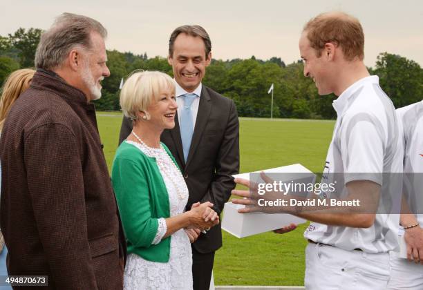 Taylor Hackford, Dame Helen Mirren, Andre Konsbruck, Director of Audi UK, and Prince William, Duke of Cambridge, attend day one of the Audi Polo...