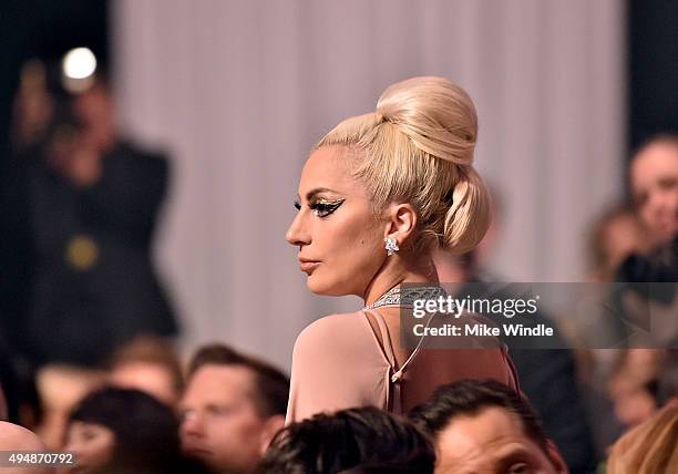 Musician Lady Gaga attends amfAR's Inspiration Gala Los Angeles at Milk Studios on October 29, 2015 in Hollywood, California.