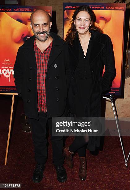 Director Gaspar Noe and actress Aomi Muyock attend the "Love" New York City Premiere at Village East Cinema on October 29, 2015 in New York City.