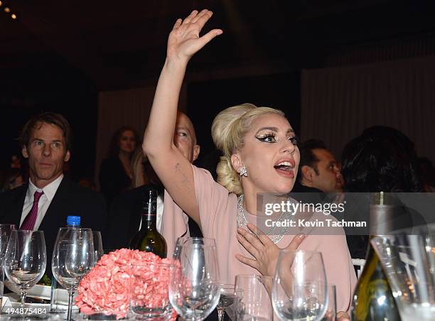 Musician Lady Gaga attends the amfAR Inspiration Gala at Milk Studios on October 29, 2015 in Hollywood, California.