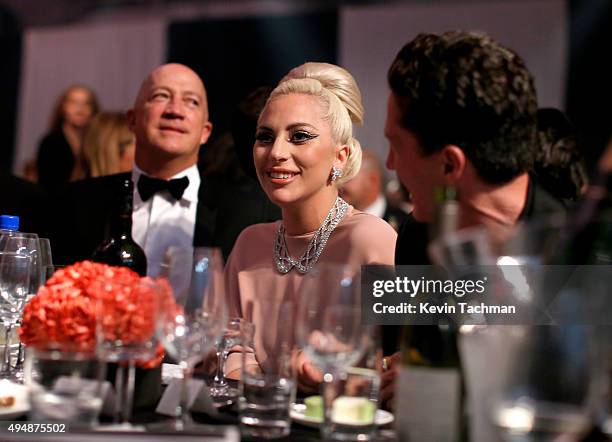 Musician Lady Gaga attends the amfAR Inspiration Gala at Milk Studios on October 29, 2015 in Hollywood, California.