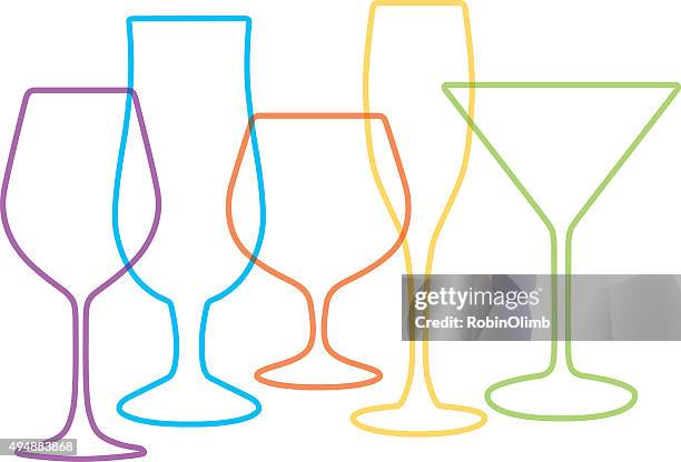 cocktail glasses - brandy snifter stock illustrations