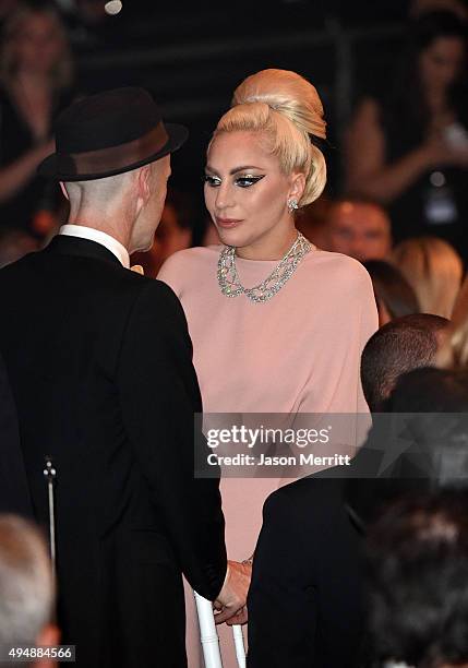 Recording artist Lady Gaga attends amfAR's Inspiration Gala Los Angeles at Milk Studios on October 29, 2015 in Hollywood, California.