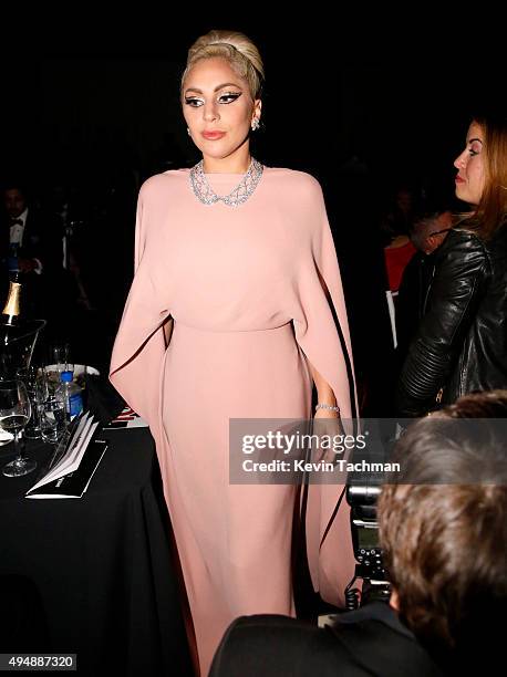 Musician Lady Gaga attends the amfAR Inspiration Gala at Milk Studios on October 29, 2015 in Hollywood, California.