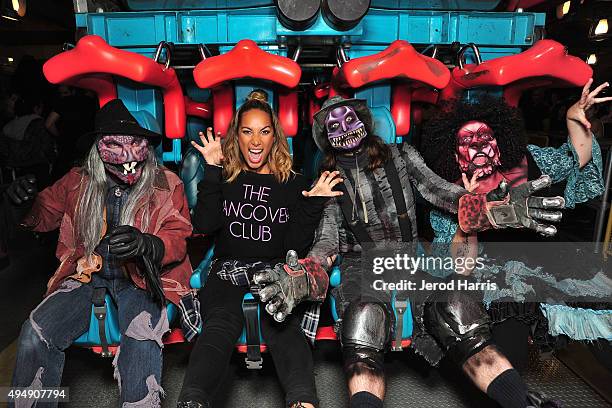 Leona Lewis visits Knott's Scary Farm at Knott's Berry Farm on October 29, 2015 in Buena Park, California.