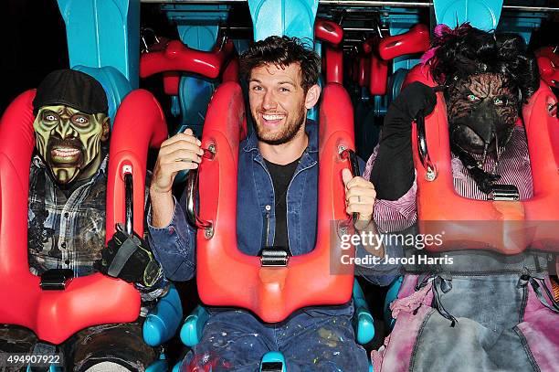 Alex Pettyfer visits Knott's Scary Farm at Knott's Berry Farm on October 29, 2015 in Buena Park, California.