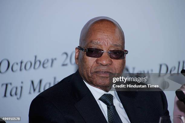 Jacob Gedleyihlekisa Zuma, President of South Africa during the luncheon meeting of India-Africa Forum Summit at Hotel Taj Mahal, on October 28, 2015...