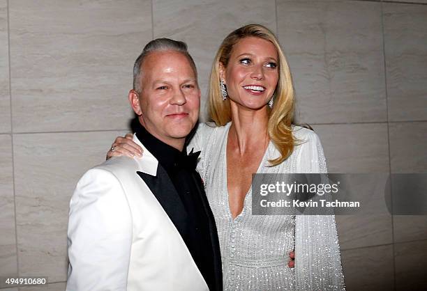 Producer Ryan Murphy and host Gwyneth Paltrow arrive at the amfAR Inspiration Gala at Milk Studios on October 29, 2015 in Hollywood, California.at...