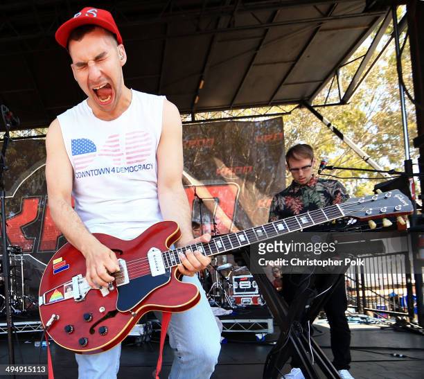 Musician Jack Antonoff of Bleachers performs onstage during the 22nd Annual KROQ Weenie Roast at Verizon Wireless Music Center on May 31, 2014 in...