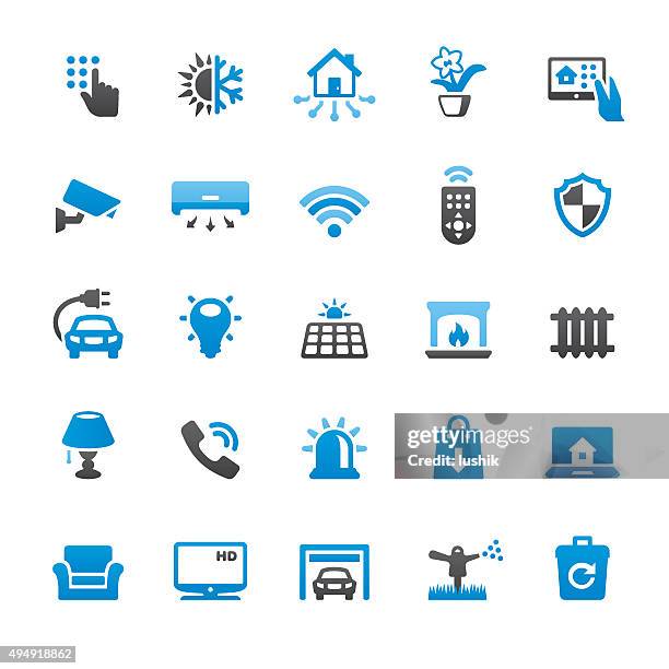 smart house and internet of things related vector icons - panel solar stock illustrations
