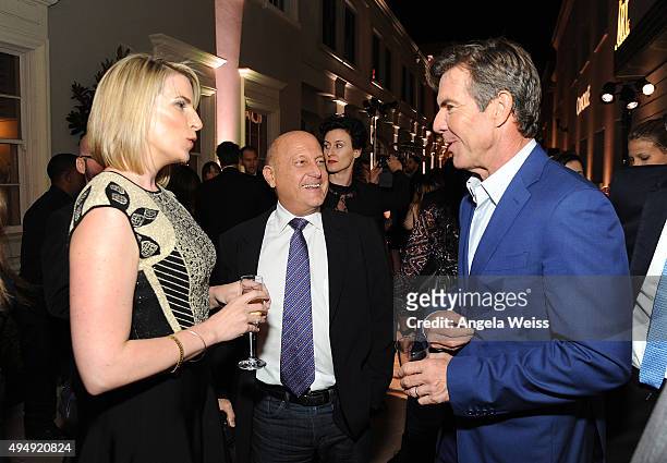 Executive producers Tamara Chestna, Laurence Mark and actor Dennis Quaid attend the premiere of Crackle's "The Art of More" after party at Sony...