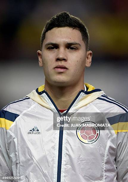 Colombia's midfielder Juan Quintero poses before the start of a friendly football match against Senegal at Pedro Bidegain stadium in Buenos Aires,...