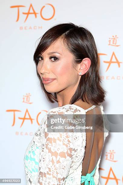 Dancer/model Cheryl Burke arrives to host a birthday celebration at the Tao Beach at The Venetian Las Vegas on May 31, 2014 in Las Vegas, Nevada.