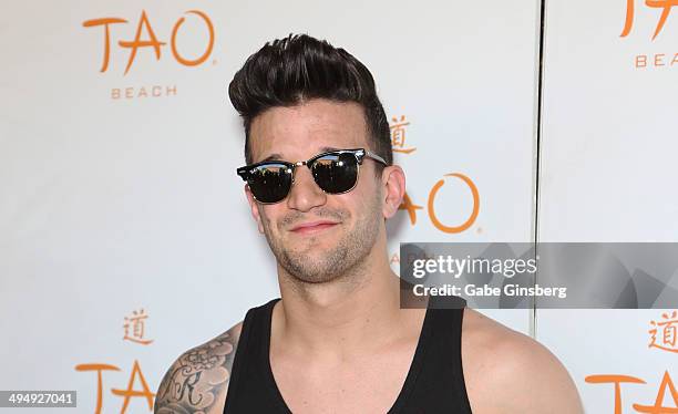 Dancer Mark Ballas arrives at a birthday celebration hosted by Cheryl Burke at the Tao Beach at The Venetian Las Vegas on May 31, 2014 in Las Vegas,...