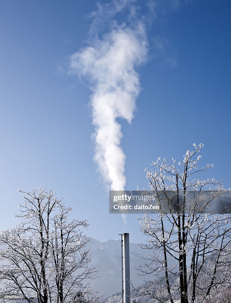 Chimney billowing out steam