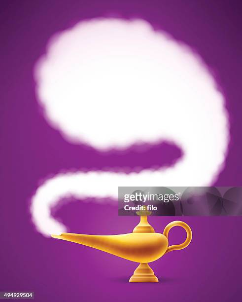 magic genie lamp - aladdin stock illustrations