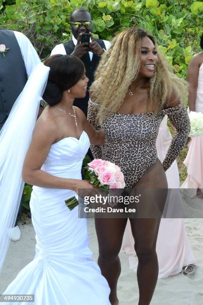 Serena Williams crashes a wedding party at the Soho Beach Hotel on May 31, 2014 in Miami, Florida.