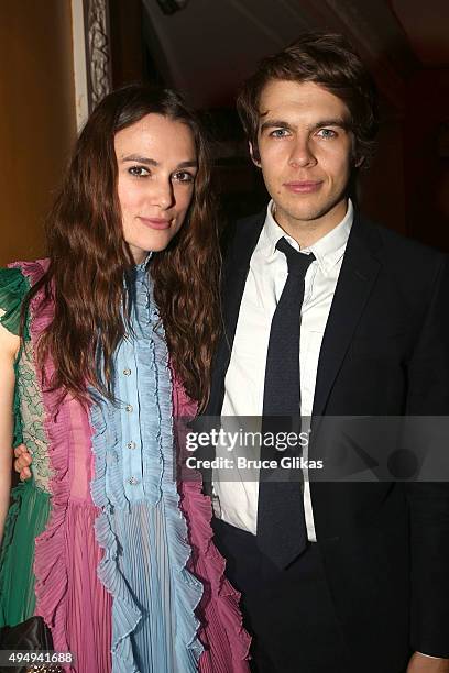 Keira Knightley and husband James Righton pose at The Opening Night After Party for "Therese Raquin" on Broadway at The Liberty Theater Party Space...