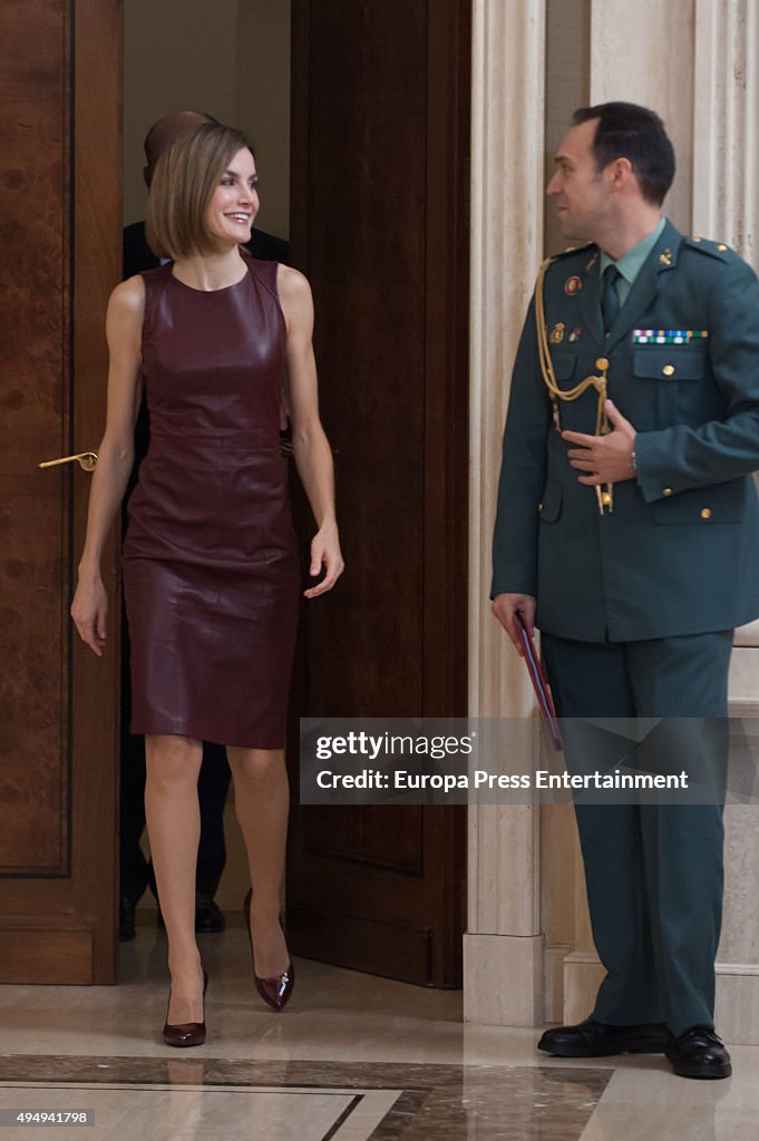 Queen Letizia of Spain Attends Audiences at Zarzuela Palace