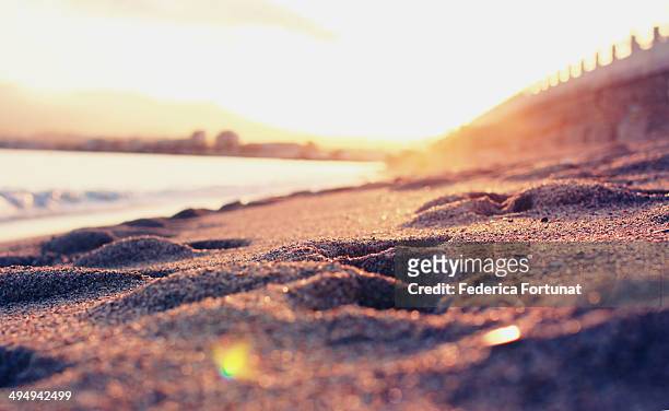 the beach in cannes, france at sunset. - cannes beach stock pictures, royalty-free photos & images