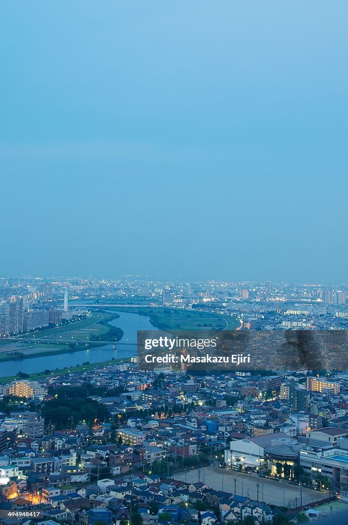 The night view of Tamagawa
