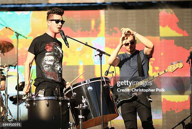 Musicians Dan Smith and William Farquarson of Bastille perform onstage during the 22nd Annual KROQ Weenie Roast at Verizon Wireless Music Center on...