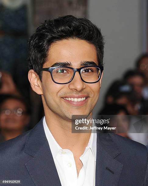 Actor Suraj Sharma arrives at the Los Angeles premiere of 'Million Dollar Arm' at the El Capitan Theatre on May 6, 2014 in Hollywood, California.