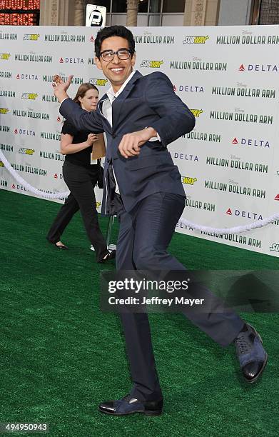 Actor Suraj Sharma arrives at the Los Angeles premiere of 'Million Dollar Arm' at the El Capitan Theatre on May 6, 2014 in Hollywood, California.