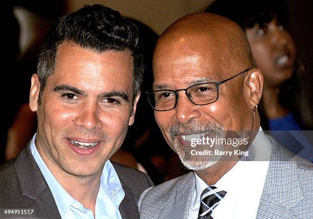 Actors Cash Warren and Michael Warren arrive at The Helping Hand Of Los Angeles Mother's Day Luncheon on May 9, 2014 at The Beverly Hilton Hotel in...