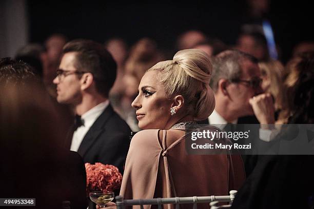 Lady Gaga attends the 2015 amFar's Inspiration Gala Los Angeles at Milk Studios on October 29, 2015 in Los Angeles, California.