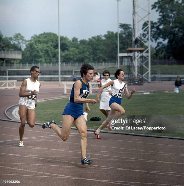 Dorothy Hyman of Great Britain running in a women's 200 metres track event at Crystal Palace in London on 19th July 1969.