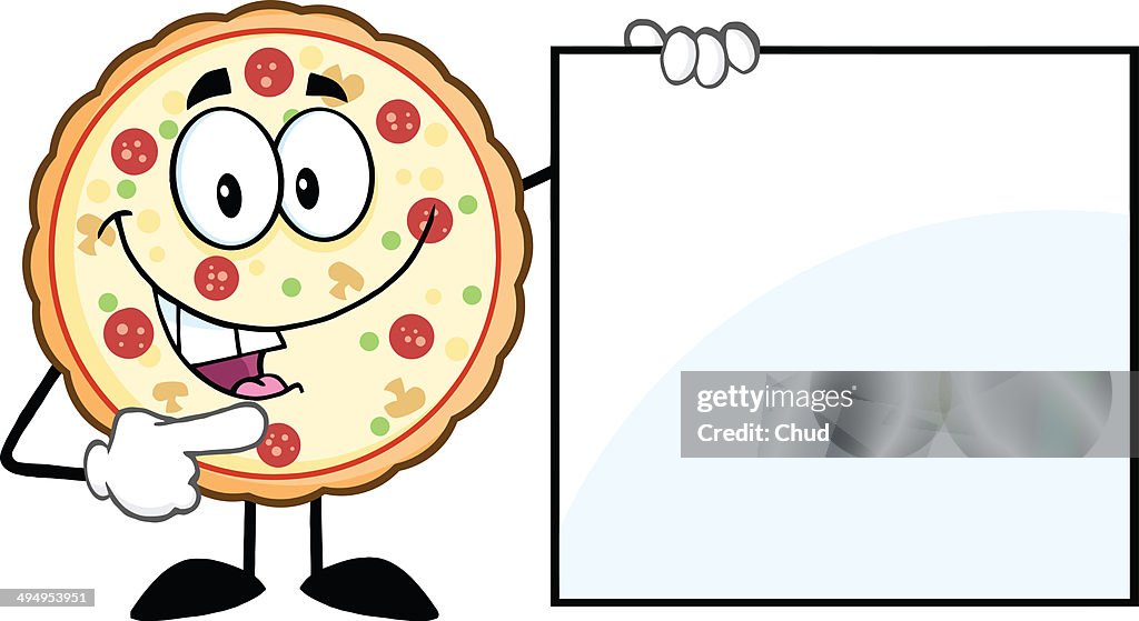 Funny pizza showing a blank sign