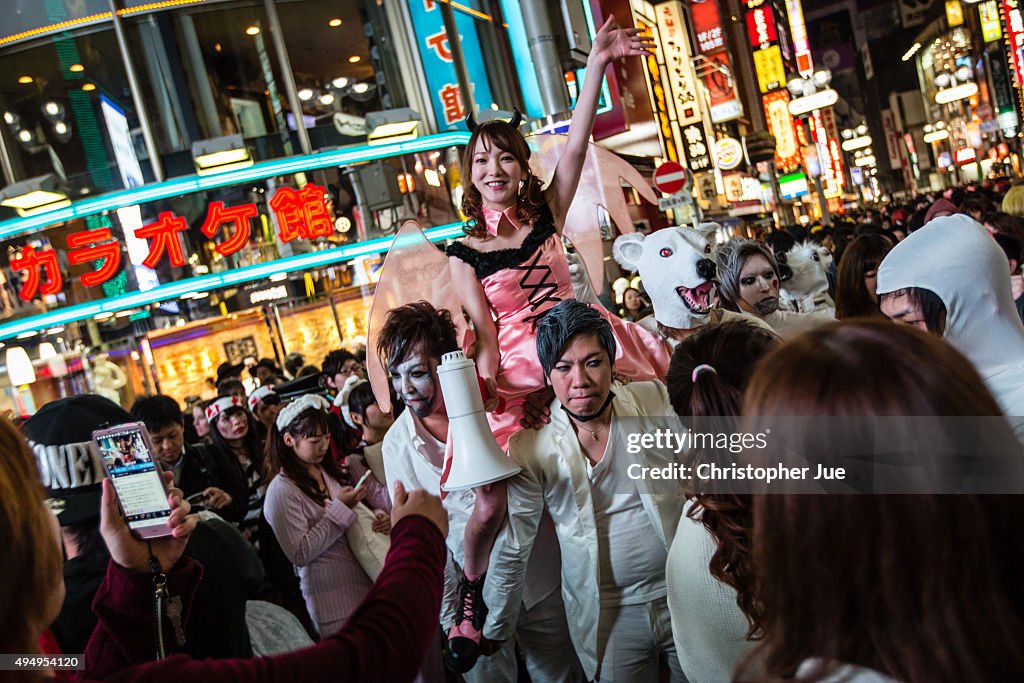 People Gather In Shibuya For Halloween