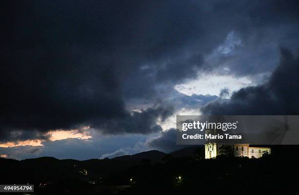 Church stands at dusk in Ouro Preto, Minas Gerais state, Brazil on April 3, 2015.