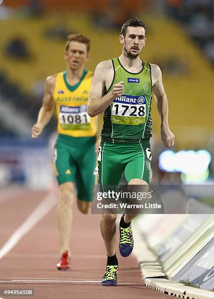 Michael McKillop of Ireland competes in the men's 1500m T37 final during the Evening Session on Day Nine of the IPC Athletics World Championships at...