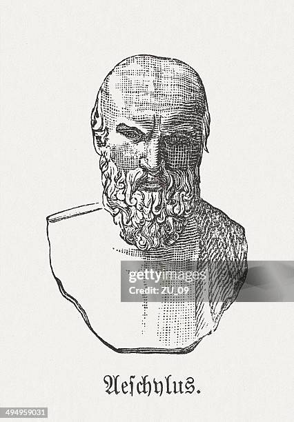 aeschylus (c.525/524 bc-c.456/455 bc), greek tragedian, wood engraving, published 1881 - aeschylus stock illustrations
