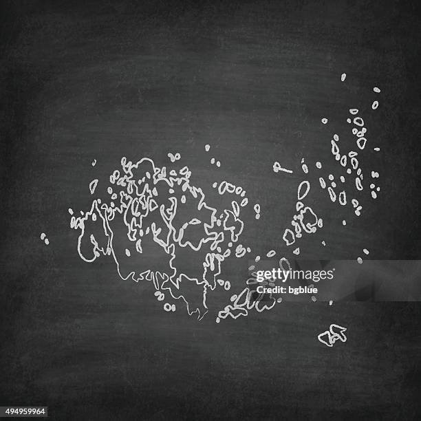 aland map on blackboard - chalkboard - nordic archipelago stock illustrations