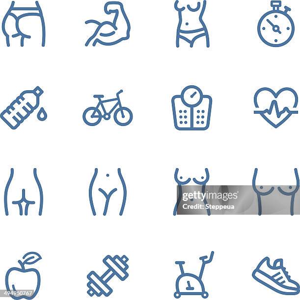 fitness icons - bare bottom women stock illustrations