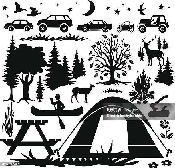 stockillustraties, clipart, cartoons en iconen met country camping design elements - ganzenvlees