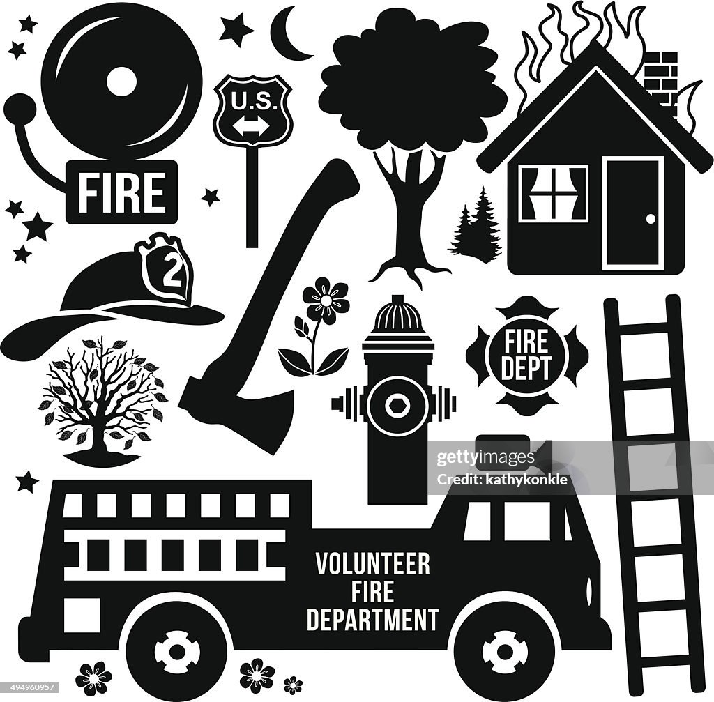 Voluntário Bombeiro elementos de design