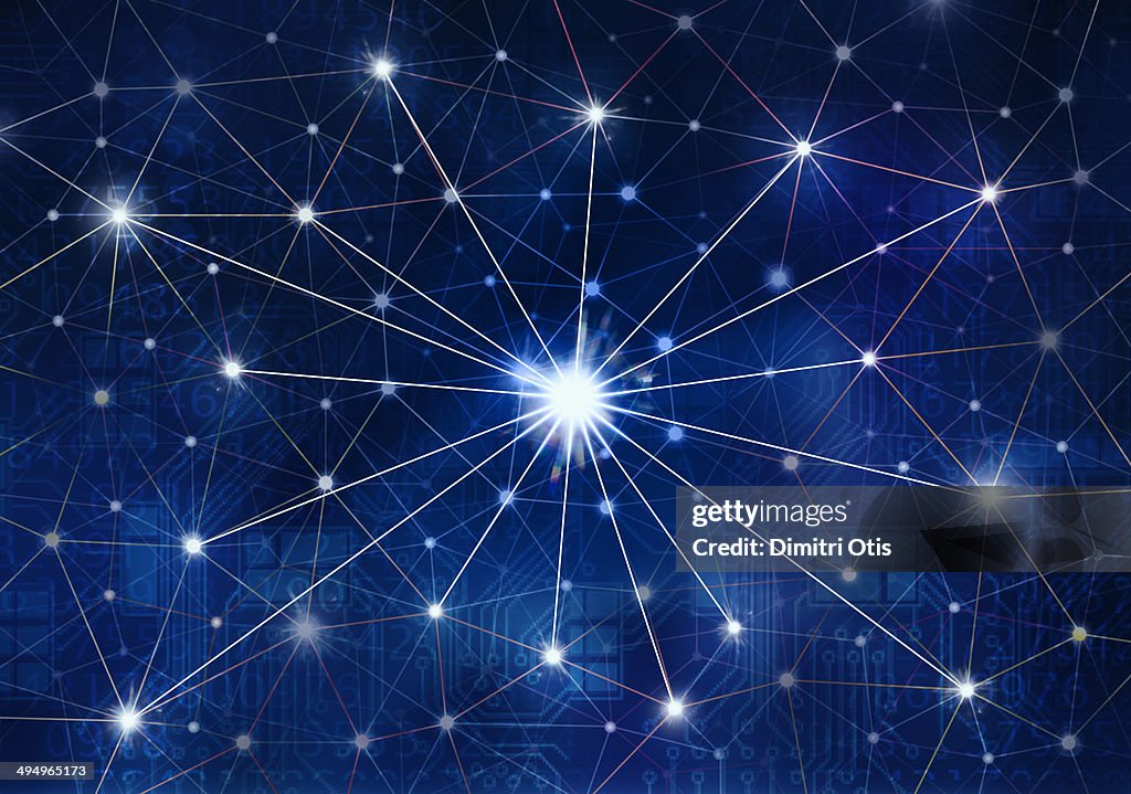 Light Star Network Bright Star At Centre Of Network Connections High-Res Vector Graphic ...