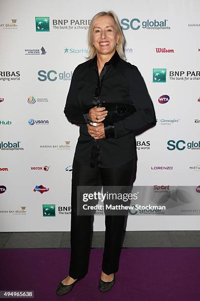 Martina Navratilova attends Singapore Tennis Evening during BNP Paribas WTA Finals at Marina Bay Sands on October 30, 2015 in Singapore.