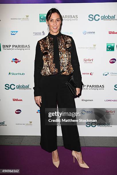 Flavia Pennetta attends Singapore Tennis Evening during BNP Paribas WTA Finals at Marina Bay Sands on October 30, 2015 in Singapore.