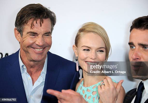 Actor Dennis Quaid, actress Kate Bosworth and actor Christian Cooke arrive for the Premiere Of Crackle's "The Art Of More" held at Sony Pictures...